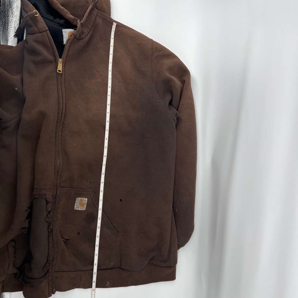 Carhartt Rain Defender Full Zip Hoodie XL Tall Brown Thrashed Distressed Grunge - Picture 9 of 11